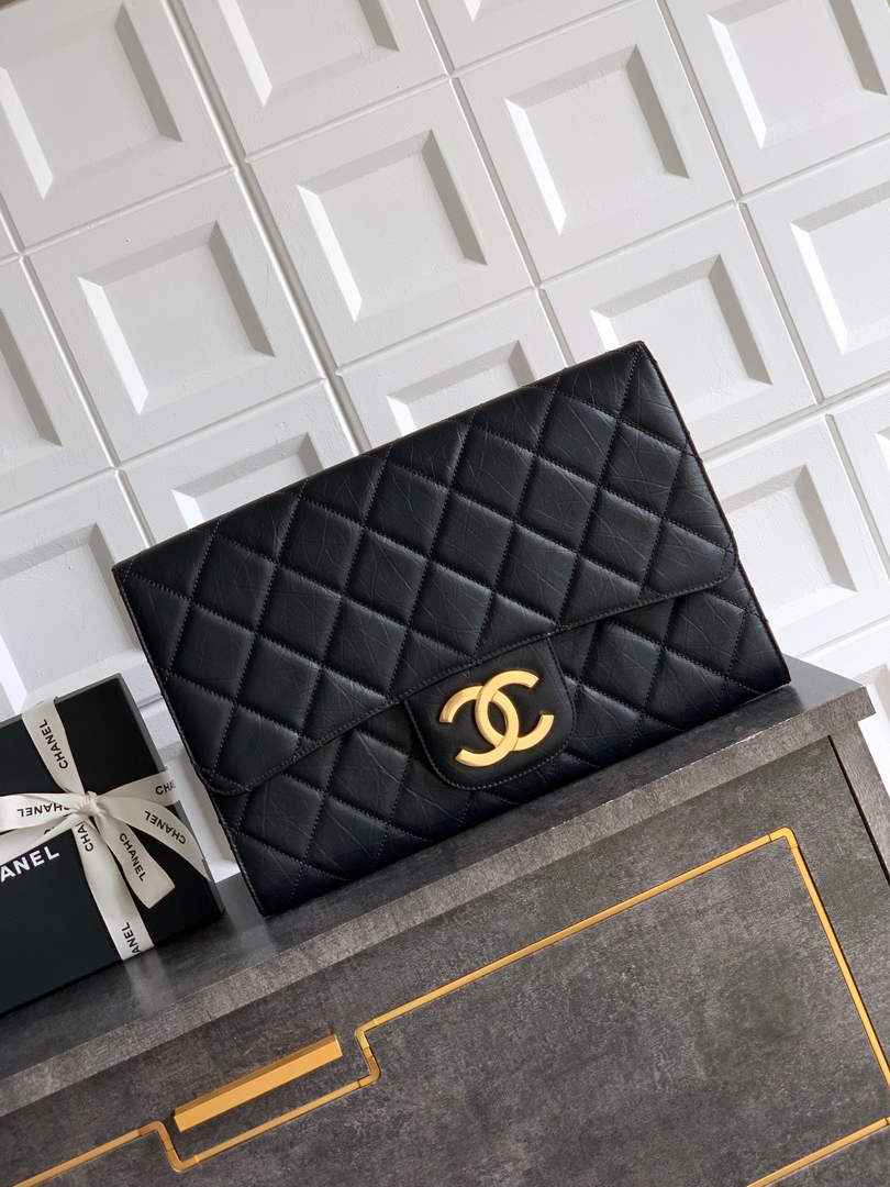 Chanel Large clutch,  Shiny crumpled calfskin, AP4944 black - Default Title - View 3