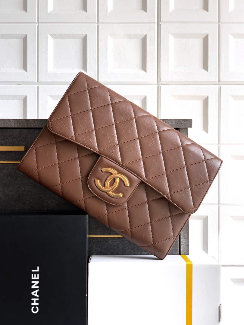 Chanel Large clutch,  Shiny crumpled calfskin, AP4944 brown - Default Title - View 10