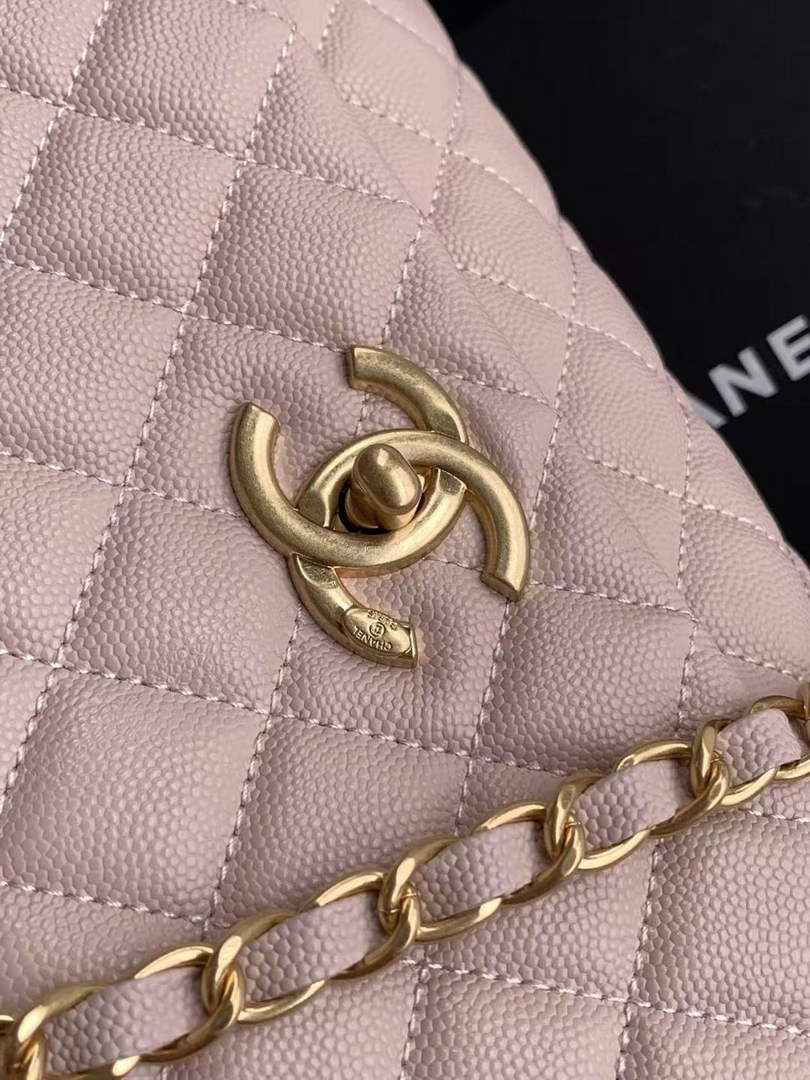 Chanel Large Flap bag with top handle A92991, Pink Red calfskin