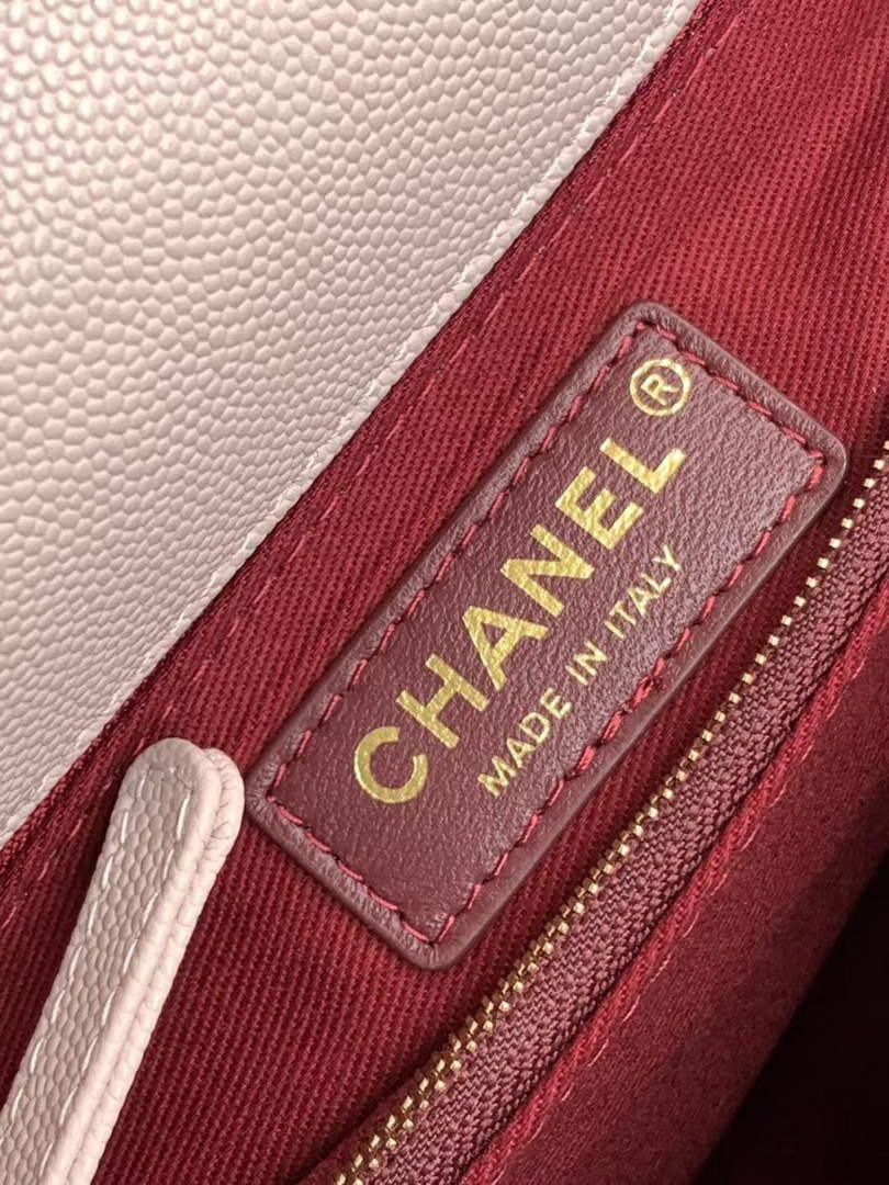 Chanel Large Flap bag with top handle A92991, Pink Red calfskin