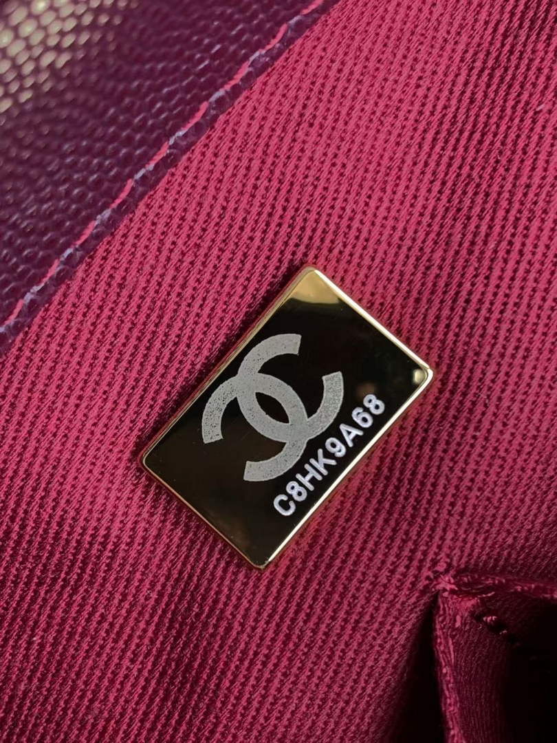 Chanel Large Flap bag with top handle A92991, Wine Red calfskin