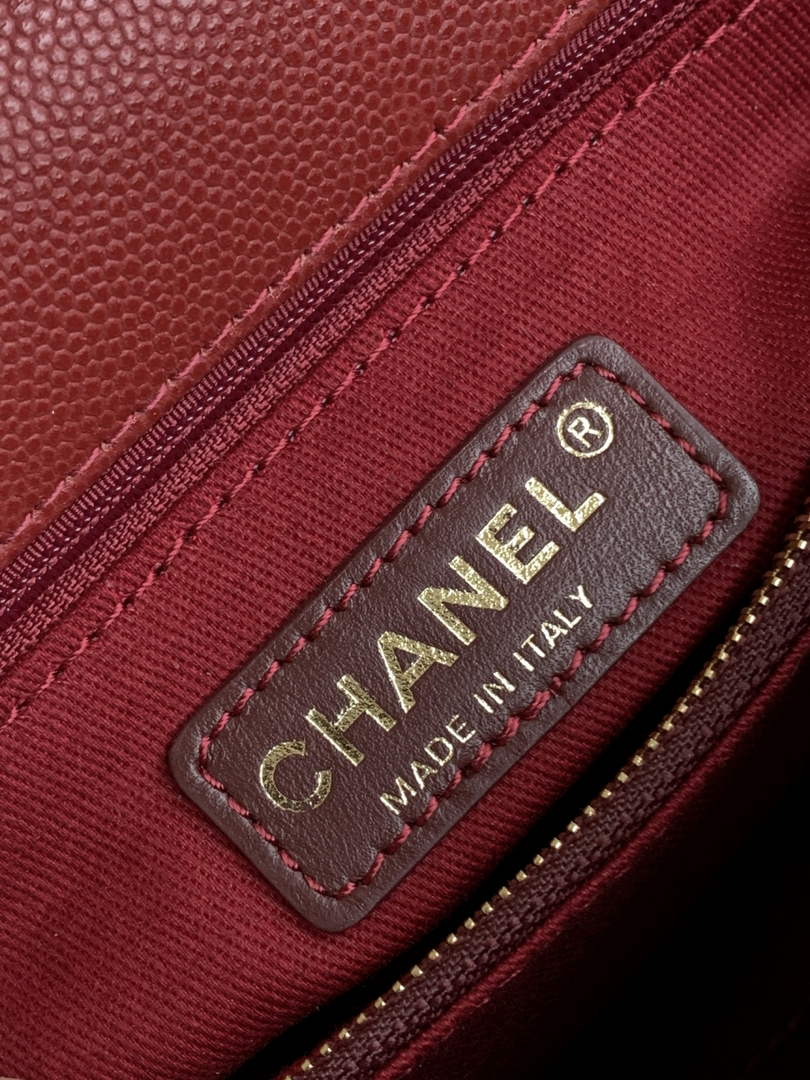 Chanel Large Flap bag with top handle A92991, Red calfskin