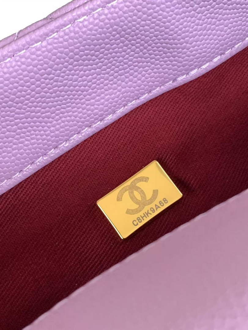 Chanel Large Flap bag with top handle A92991, Purple calfskin