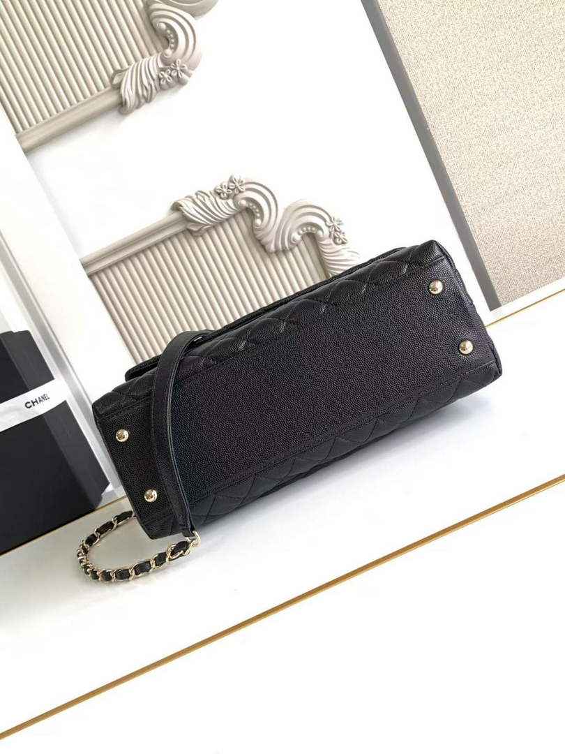 Chanel Large Flap bag with top handle A92991, Black Red calfskin