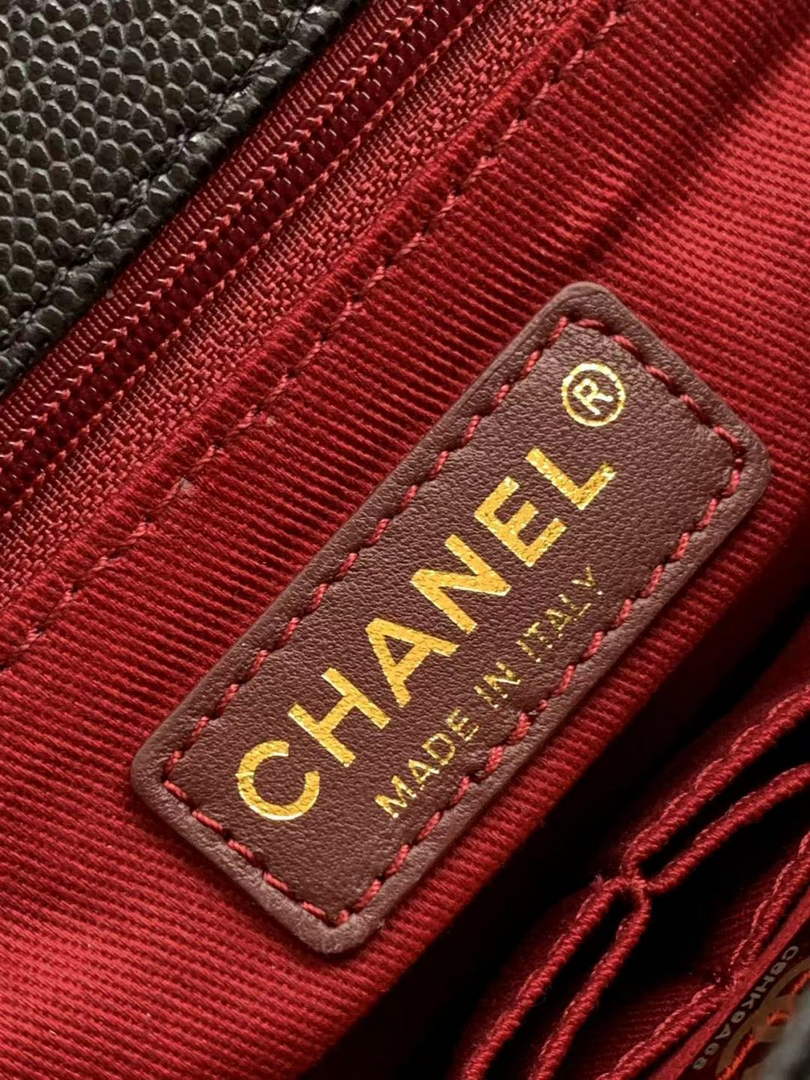 Chanel Large Flap bag with top handle A92991, Black Red calfskin Gold