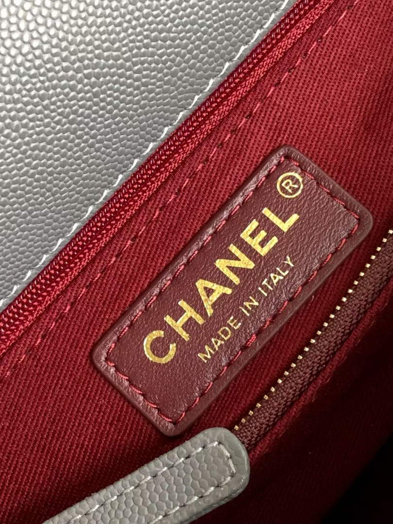 Chanel Large Flap bag with top handle A92991, Dark Gray calfskin