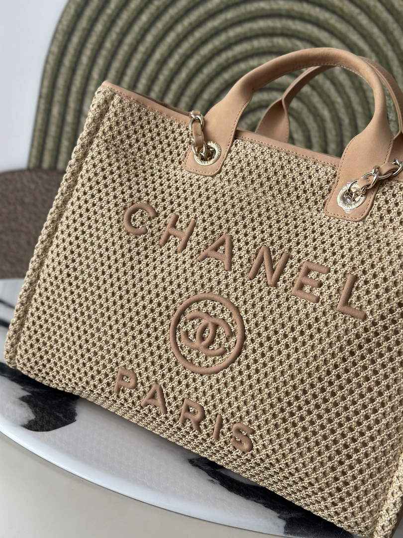 Chanel Large Shopping Tote Bag, A66941 Beige Braided Straw