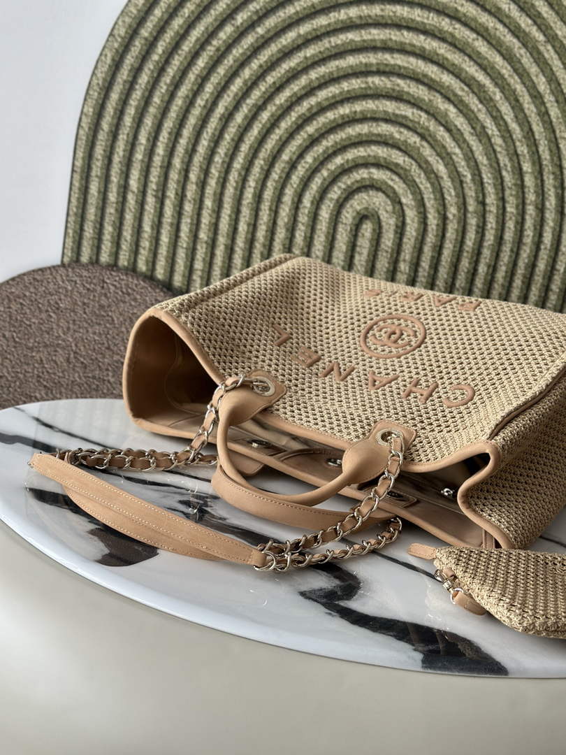 Chanel Large Shopping Tote Bag, A66941 Beige Braided Straw