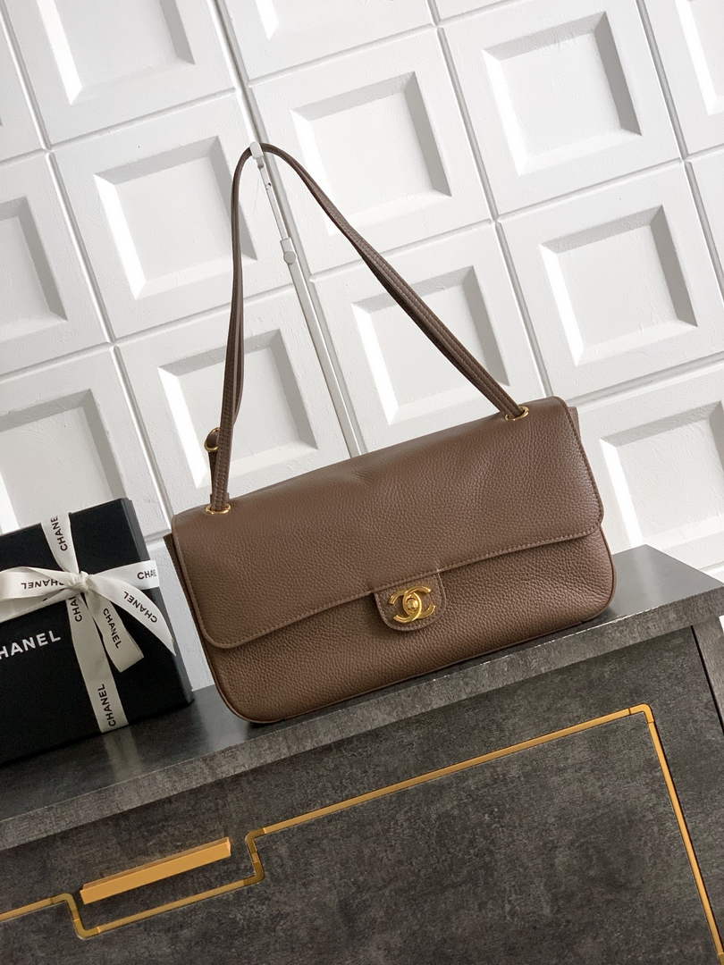 Chanel Maxi Flapbag AS6231 Grained Calfskin Light Brown Gold - Default Title - View 1