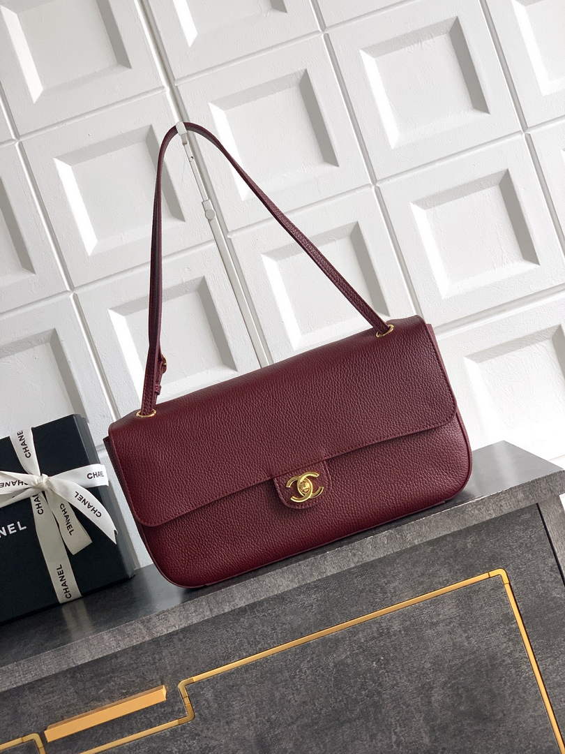 Chanel Maxi Flapbag AS6231 Grained Calfskin Dark Burgundy Gold - Default Title - View 1