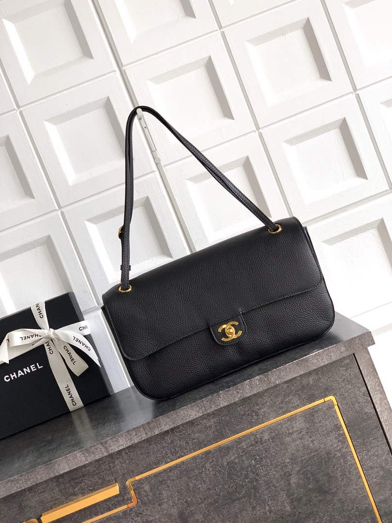 Chanel Maxi Flapbag AS6231 Grained Calfskin Black Gold - Default Title - View 1