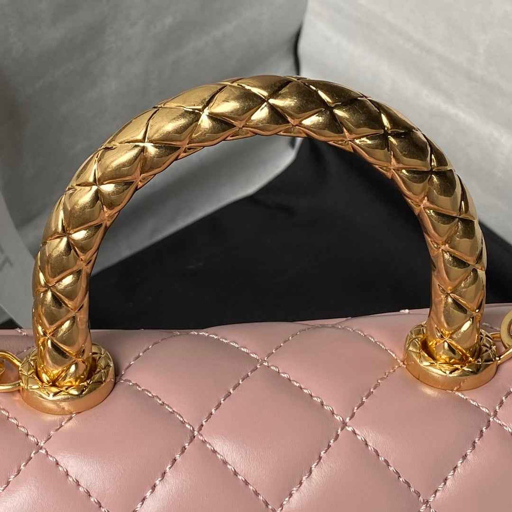 Chanel Mini Flap Bag with Top Handle AS2215 - Pink Calfskin