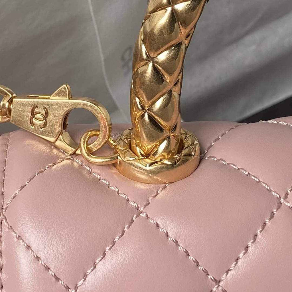 Chanel Mini Flap Bag with Top Handle AS2215 - Pink Calfskin