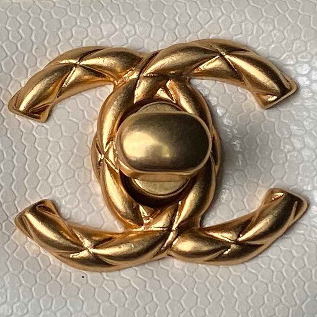 Chanel mini flap bag with top handle, AS4956 white calfskin
