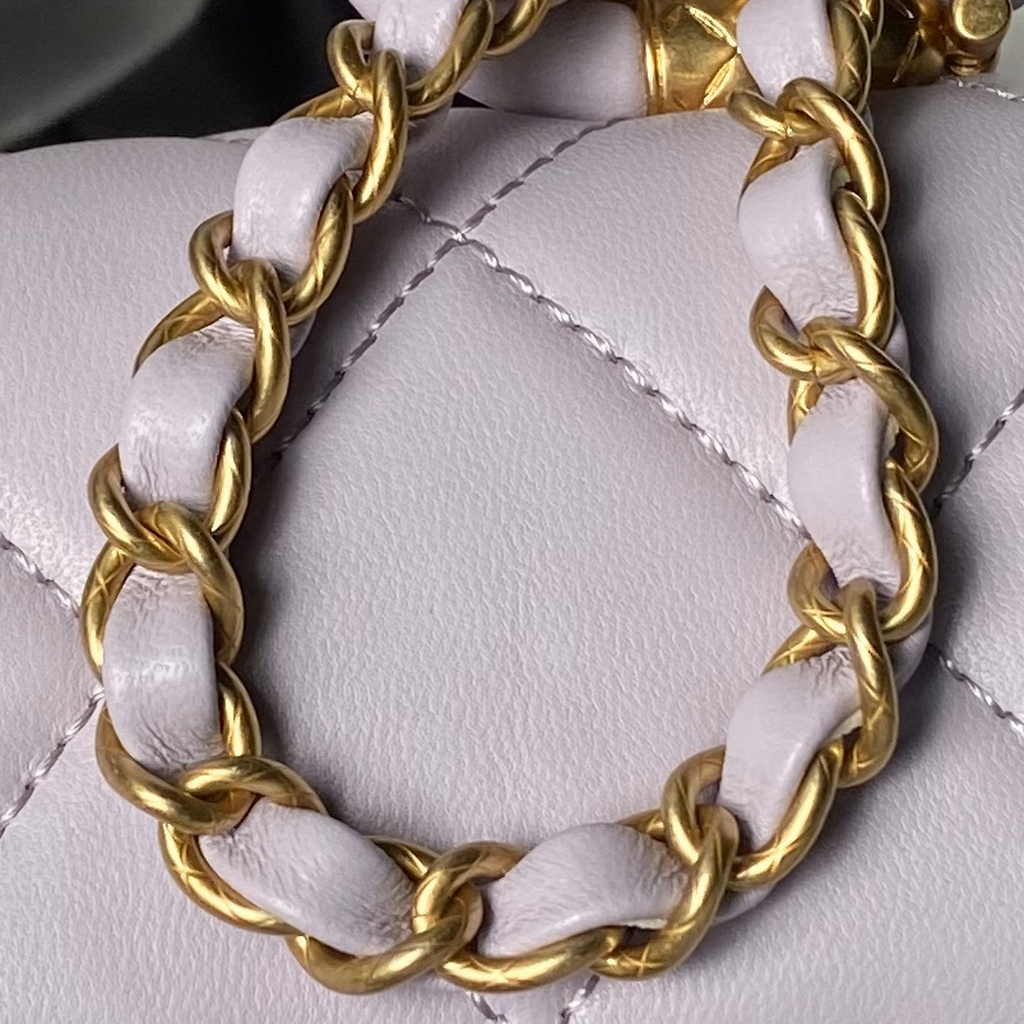 Chanel mini flap bag with top handle, AS4956 purple Lambskin