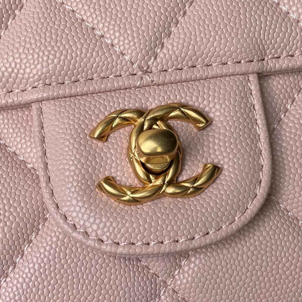 Chanel mini flap bag with top handle, AS4956 pink calfskin