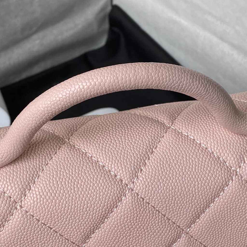 Chanel mini flap bag with top handle, AS4956 pink calfskin