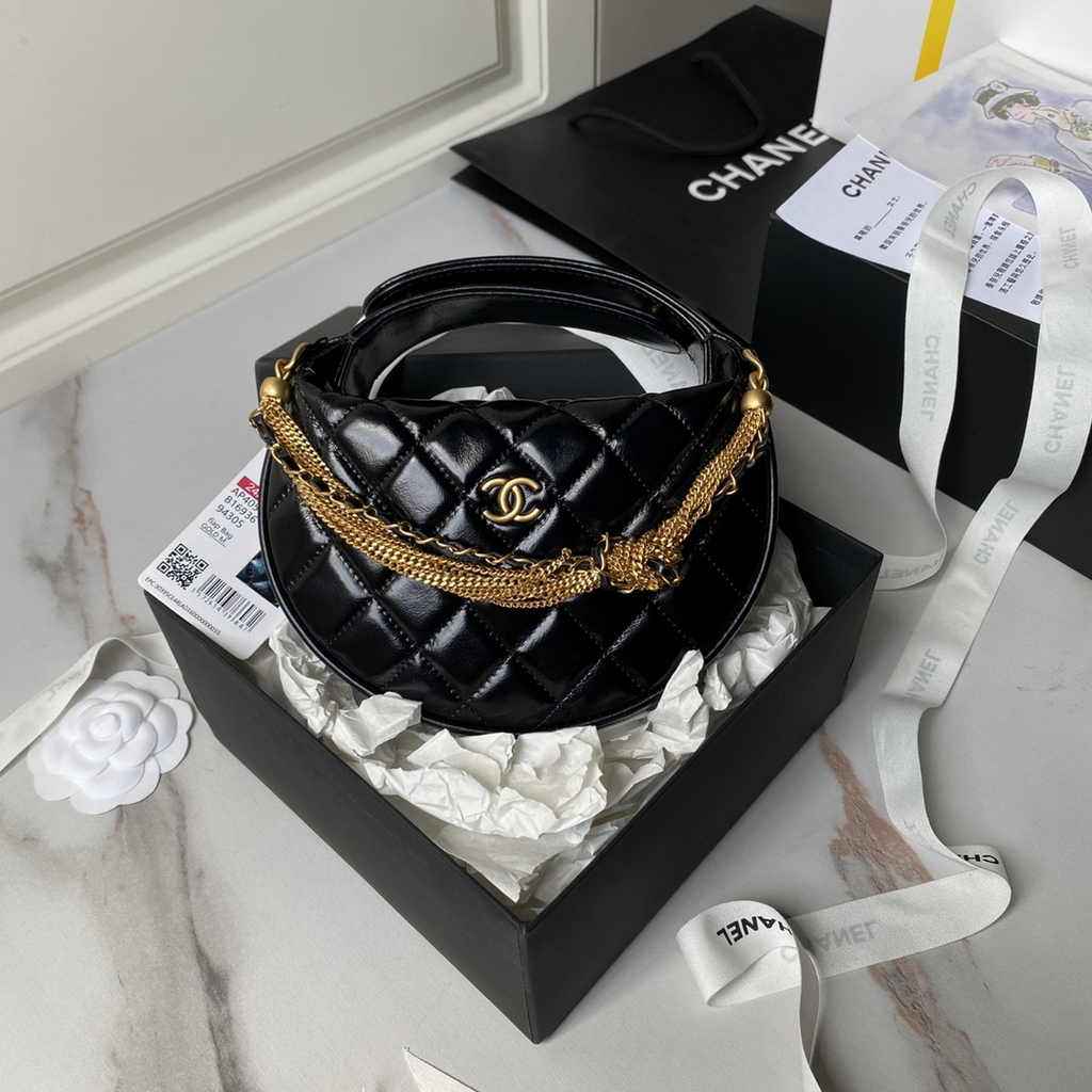 Chanel Pouch AP4058 Black Shiny crumpled calfskin - Default Title - View 1