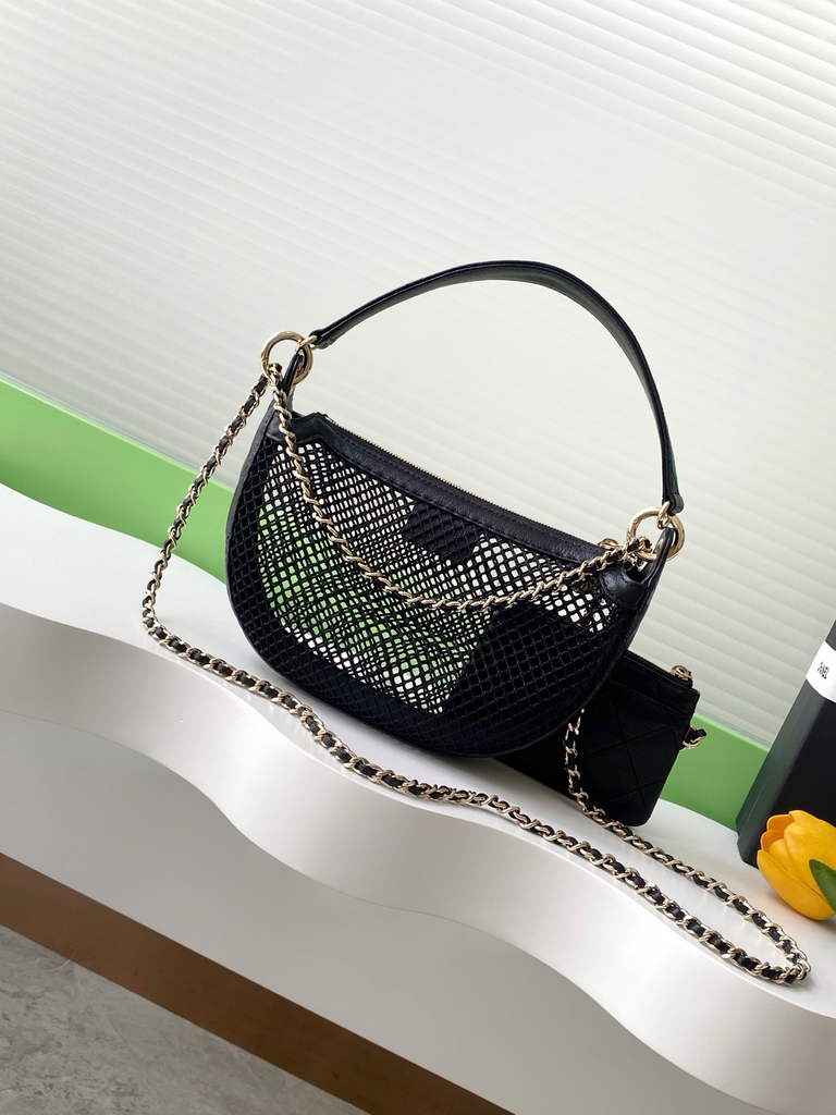 Chanel Pouch, Mesh, shiny lambskin & gold-tone metal, AP4673 black - Default Title - View 2