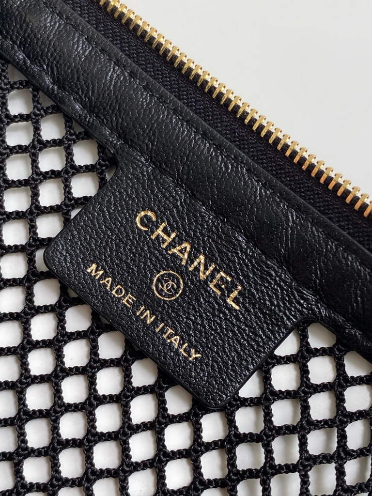 Chanel Pouch, Mesh, shiny lambskin & gold-tone metal, AP4673 black - Default Title - View 9