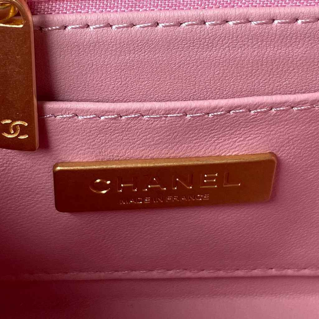 Chanel Small Vanity Case Pink Tweed Lambskin Gold-tone Metal AS3973