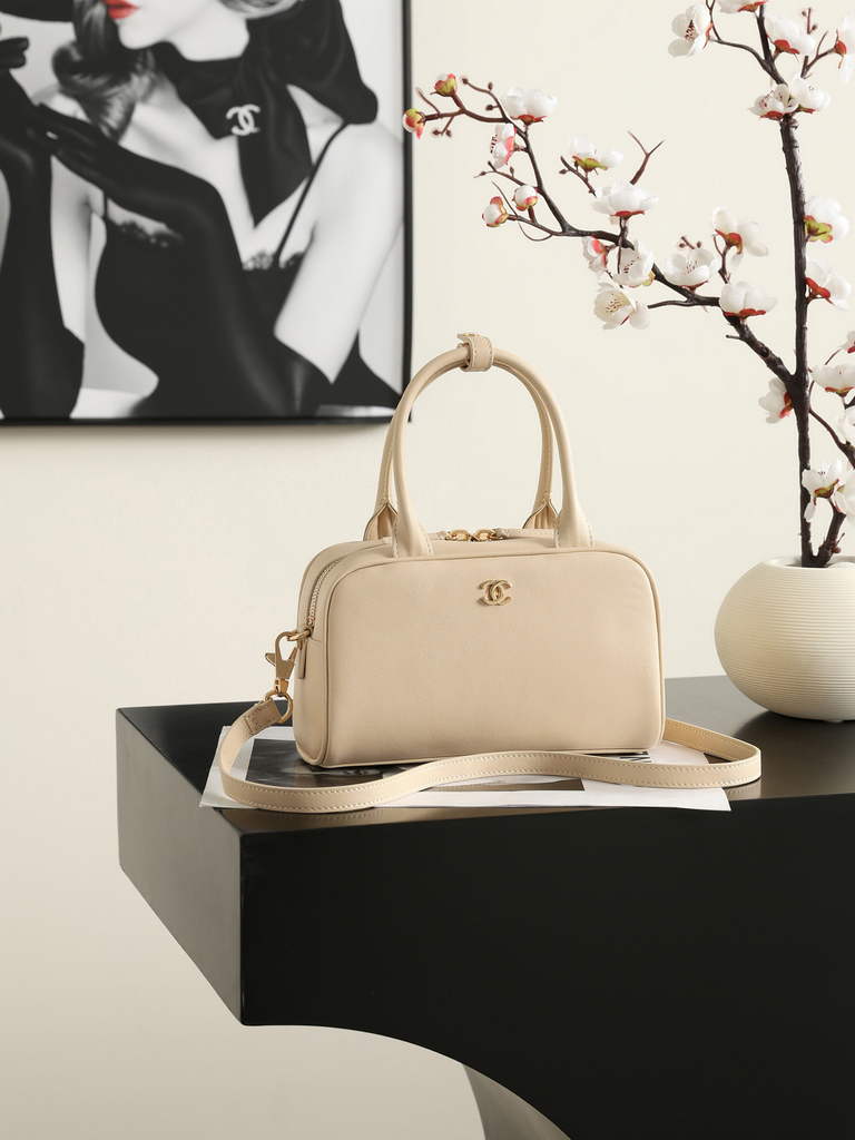 Chanel Clutch with Leather Strap, AP5528 Calfskin Beige