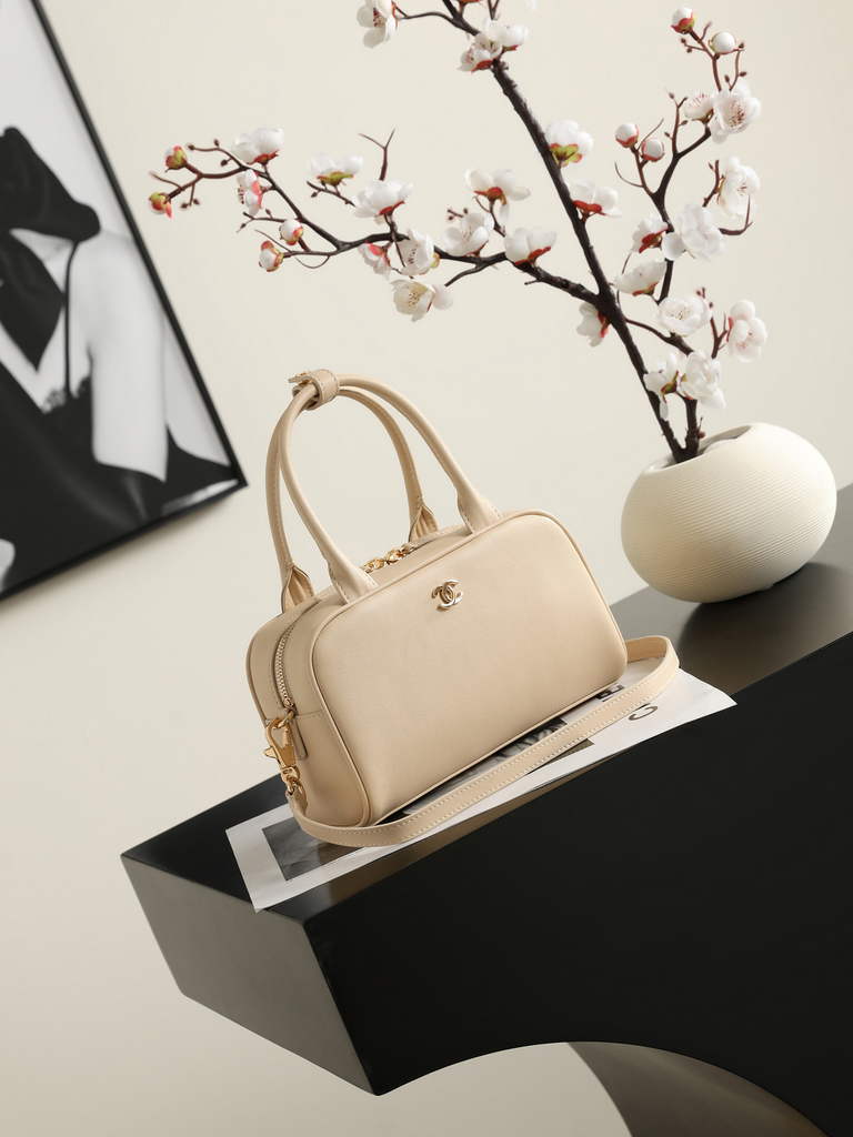Chanel Clutch with Leather Strap, AP5528 Calfskin Beige
