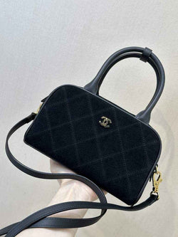 Chanel Clutch with Leather Strap, AP5528 Suede Calfskin Black