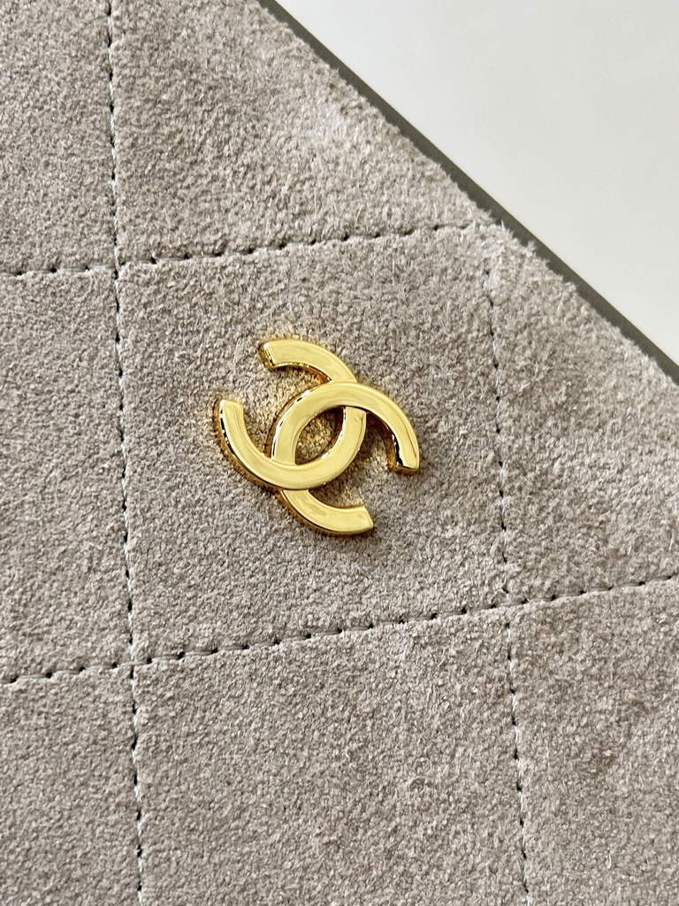 Chanel Clutch with Leather Strap, AP5528 Suede Calfskin Gray
