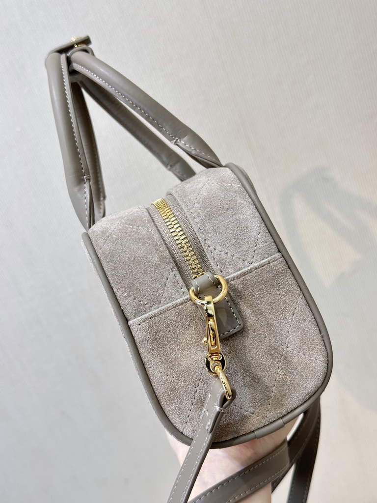 Chanel Clutch with Leather Strap, AP5528 Suede Calfskin Gray
