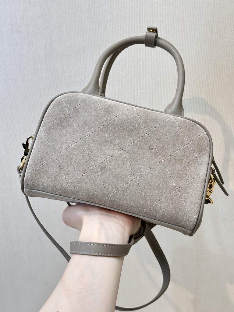 Chanel Clutch with Leather Strap, AP5528 Suede Calfskin Gray