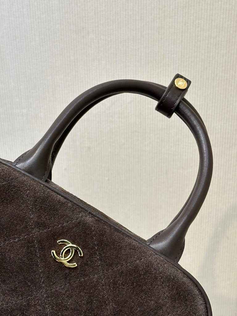 Chanel Clutch with Leather Strap, AP5528 Suede Calfskin Brown