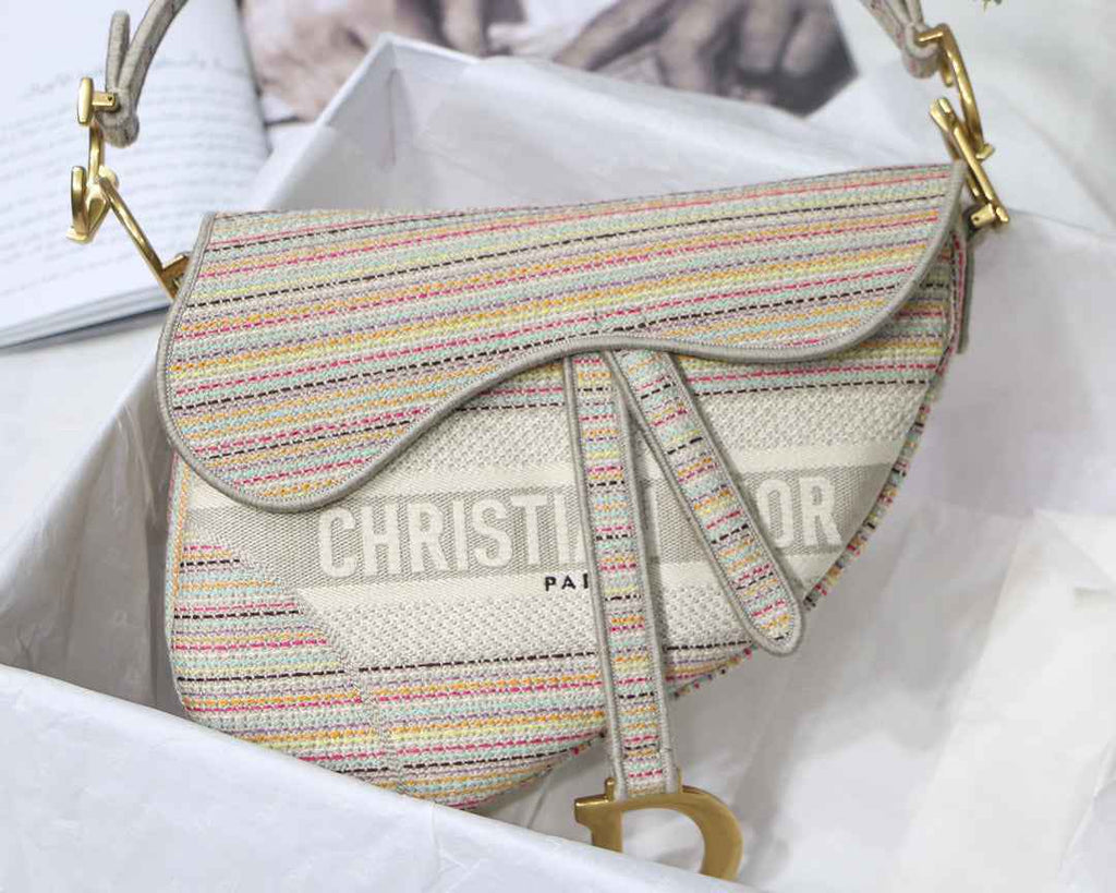 Dio M0446 Saddle Bag Beige Toile de Jouy Embroidery - Default Title - View 2