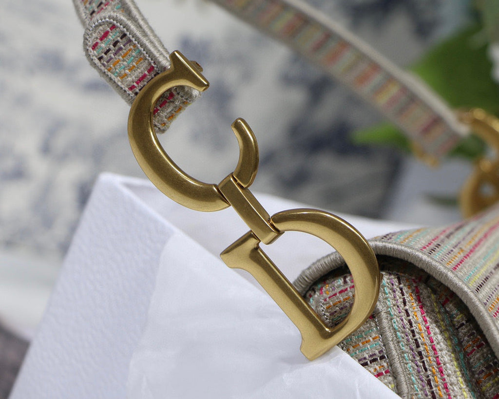 Dio M0446 Saddle Bag Beige Toile de Jouy Embroidery - Default Title - View 5