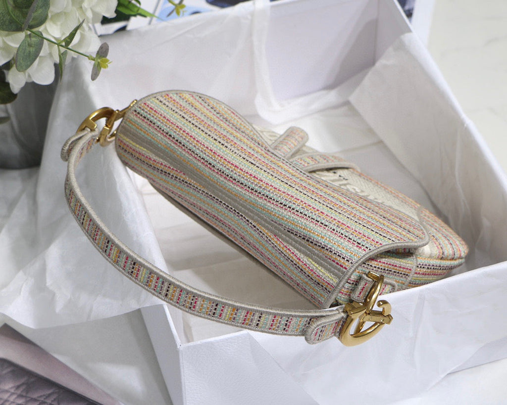 Dio M0446 Saddle Bag Beige Toile de Jouy Embroidery - Default Title - View 8