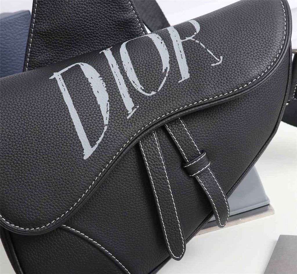 Dior 1ADPO093 Saddle Bag Black Canvas and Smooth Calfskin - 26 x 19 x 4.5 cm / Black - View 5