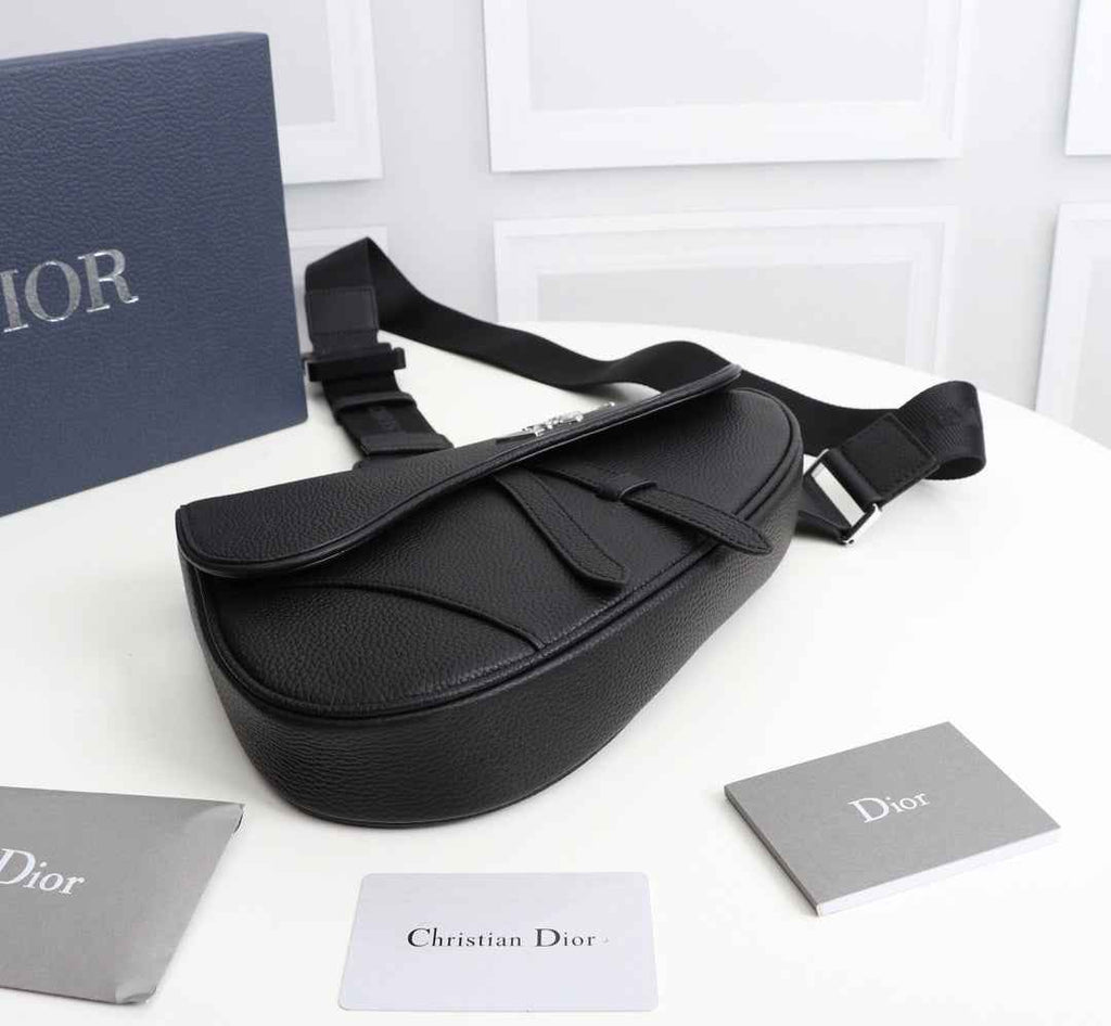 Dior 1ADPO093 Saddle Bag Black Canvas and Smooth Calfskin D - 26 x 19 x 4.5 cm / Black - View 4