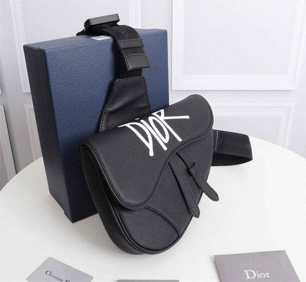 Dior 1ADPO093 Saddle Bag Black Canvas and Smooth Calfskin F - 26 x 19 x 4.5 cm / Black - View 2