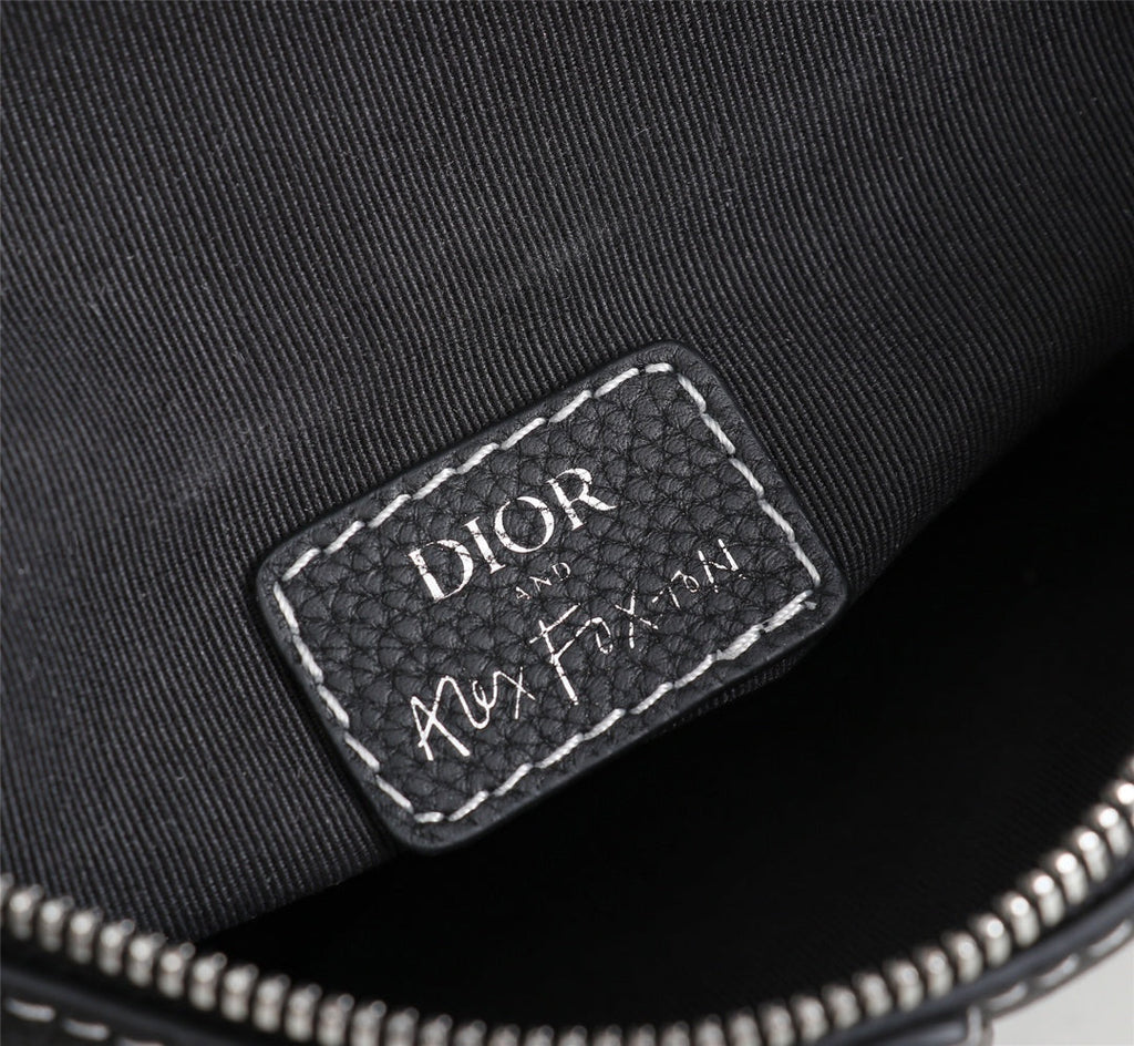 Dior 1ADPO093 Saddle Bag Black Canvas and Smooth Calfskin AAA - 26 x 19 x 4.5 cm / Black - View 8
