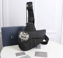 Dior 1ADPO093 Saddle Bag Black Canvas and Smooth Calfskin BB - 26 x 19 x 4.5 cm / Black - View 1