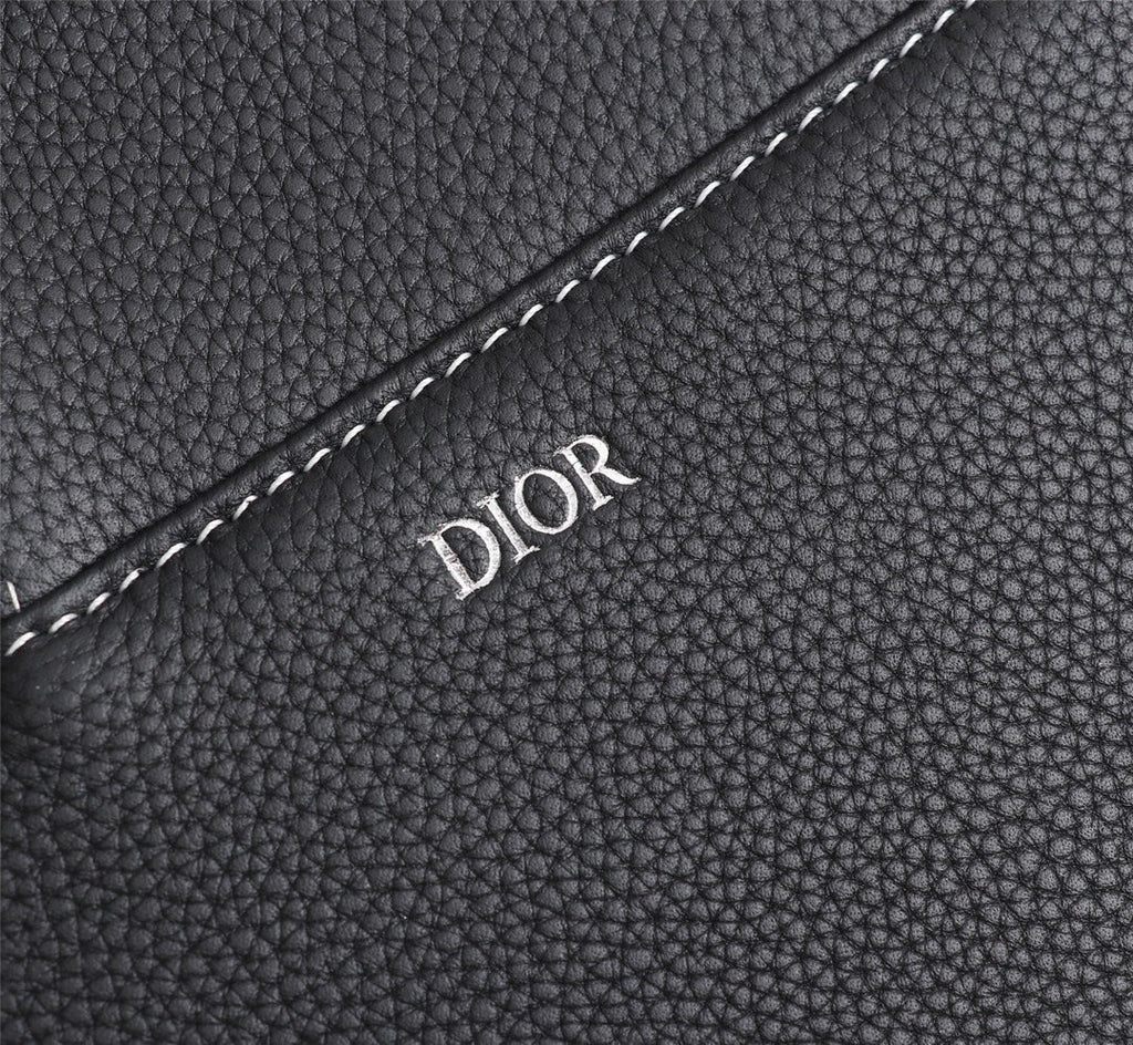 Dior 1ADPO093 Saddle Bag Black Grained Calfskin b - 26 x 19 x 4.5 cm / Black - View 5
