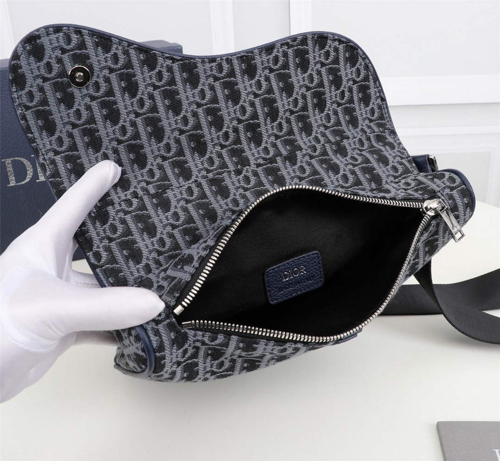 Dior 1ADPO093 Saddle Bag Blue and Black Dior Oblique Jacquard - 26 x 19 x 4.5 cm / Blue and Black - View 8