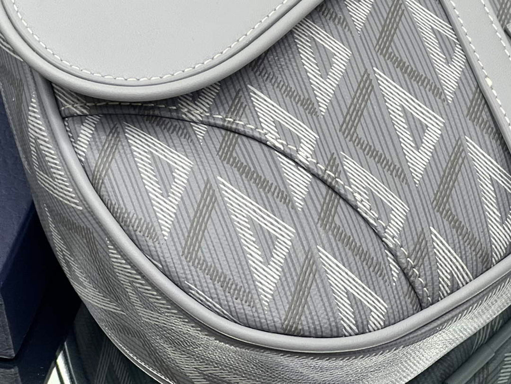 Dior 1ADPO093 Saddle Bag Gray CD Diamond Canvas and Smooth Calfskin - 26 x 19 x 4.5 cm / Gray - View 6