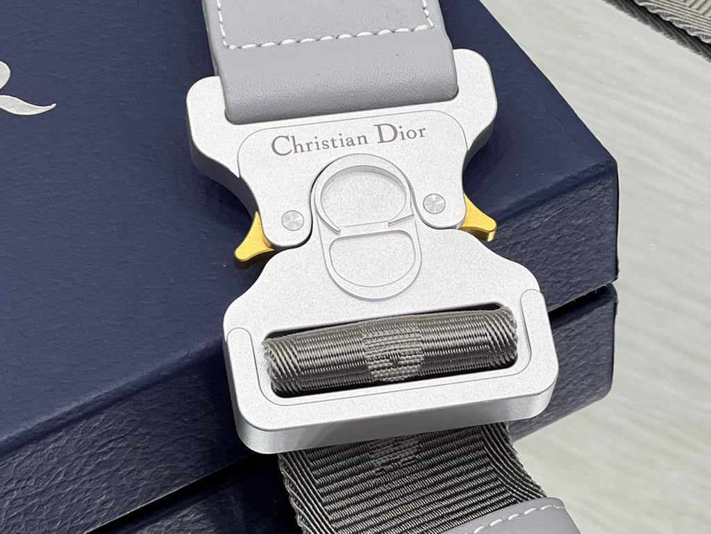 Dior 1ADPO093 Saddle Bag Gray CD Diamond Canvas and Smooth Calfskin - 26 x 19 x 4.5 cm / Gray - View 7