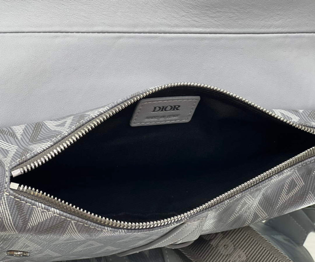 Dior 1ADPO093 Saddle Bag Gray CD Diamond Canvas and Smooth Calfskin - 26 x 19 x 4.5 cm / Gray - View 9