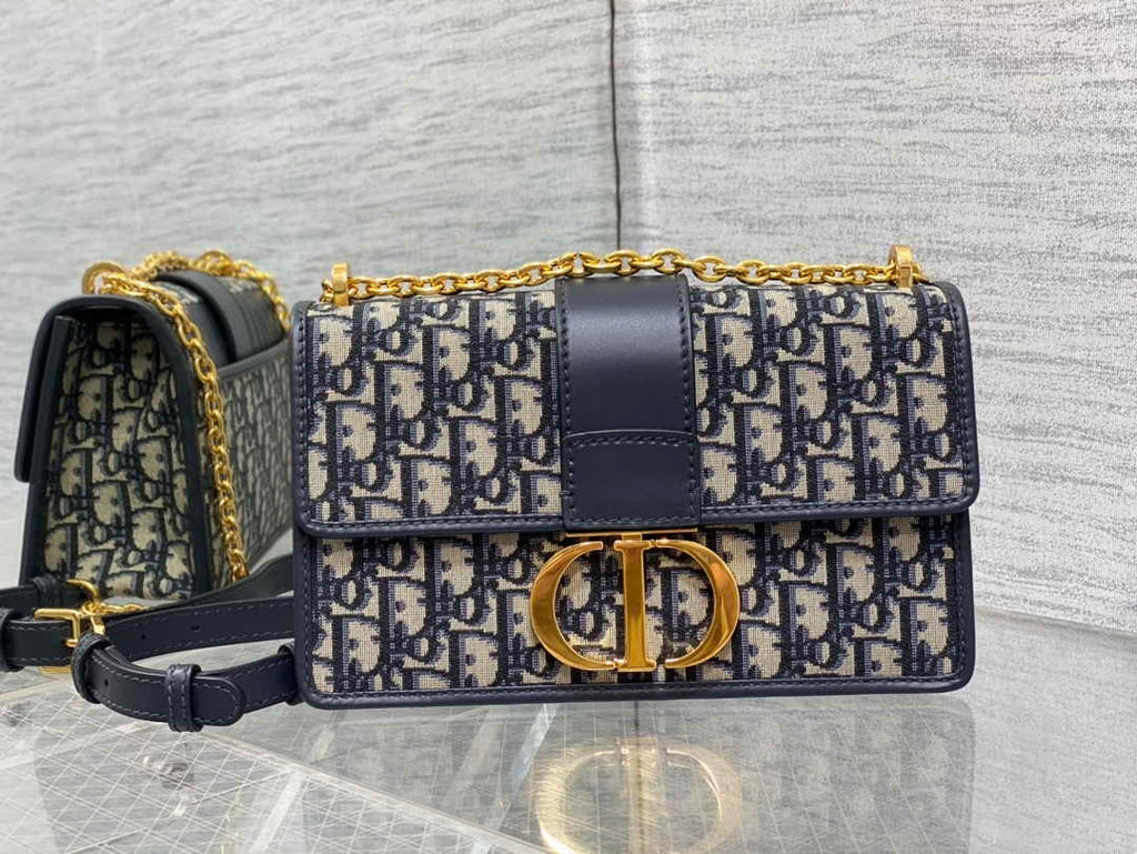 Dior 30 Montaigne Chain Bag M9208 Blue Dior Oblique Jacquard - Default Title - View 1