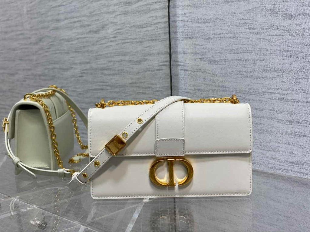 Dior 30 Montaigne East-West Bag with Chain M9334 White Calfskin - Default Title - View 1