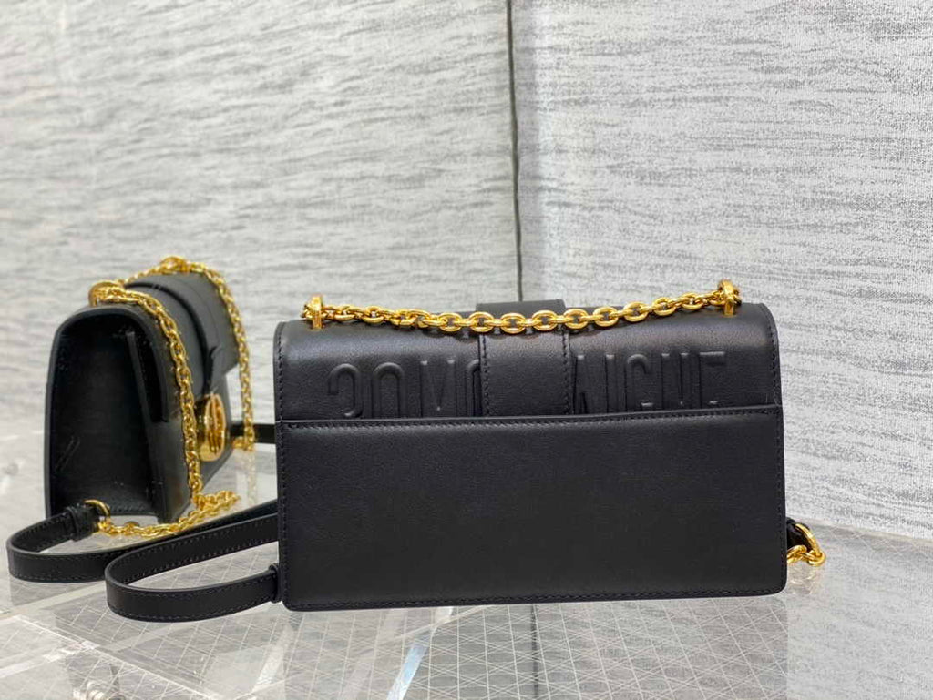 Dior 30 Montaigne East-West Bag with Chain M9334 Black Calfskin - Default Title - View 4