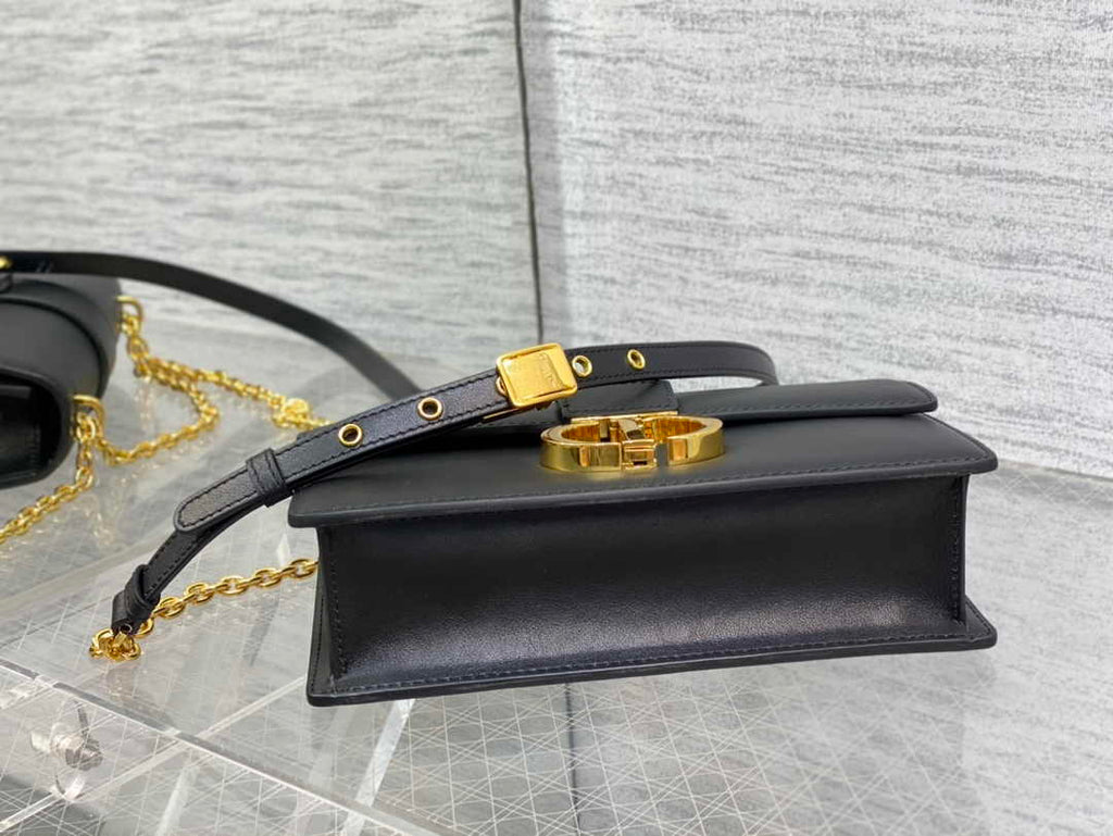 Dior 30 Montaigne East-West Bag with Chain M9334 Black Calfskin - Default Title - View 6