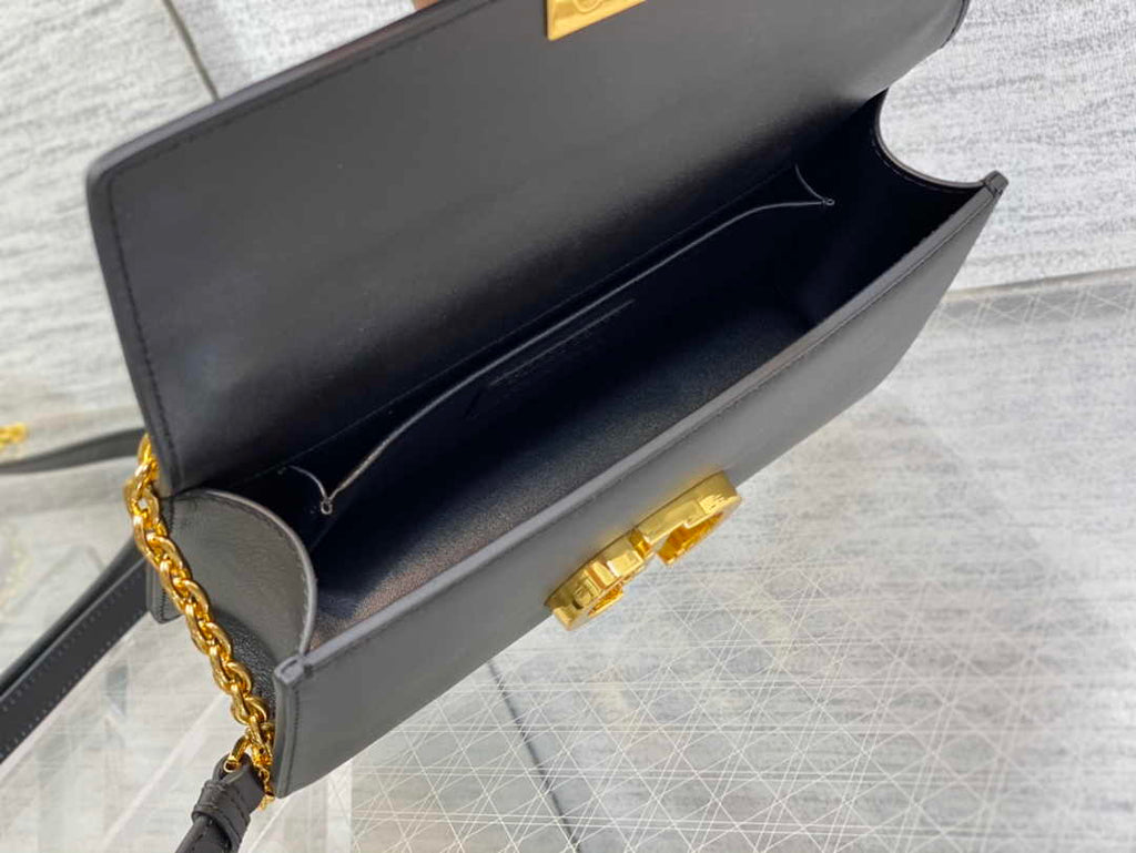 Dior 30 Montaigne East-West Bag with Chain M9334 Black Calfskin - Default Title - View 7